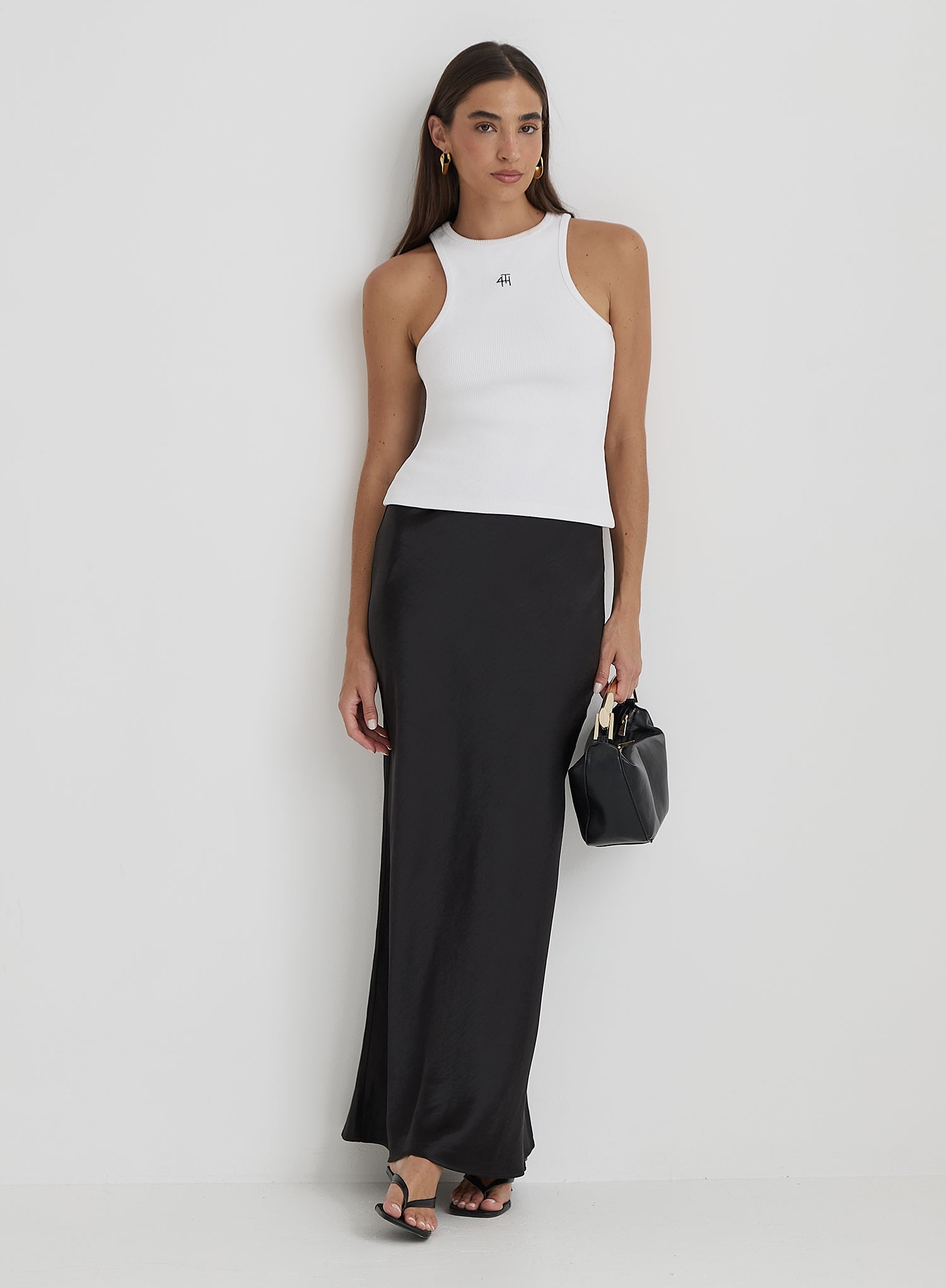 Black Satin Maxi Skirt